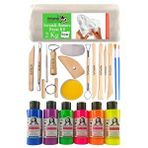 Artlantis Beyaz Seramik Hamuru 2 Kg Seramik Başlangıç Seti Ebeşuar Modelleme Monalisa 6 Renk Neon Akrilik Boya Fırça 70ml Heykel Çok Renkli