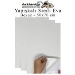 Artlantis Beyaz Yapışkanlı Simli Eva 50x70 cm 3 Adet Simli Yapışkanlı Eva Süngeri Okul Kreş Anasınıfı Elişi Et
