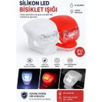 Artlantis Bisiklet Işığı LED Kırmızı Beyaz 2 Li 1 Paket Bisiklet Motorsikler Silikon Lamba Ledli Flaşör Çakar Lamba Ön Arka Işık - Standart