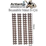 Artlantis Boyanabilir Ahşap Maket Çit 4 Adet 30X4 cm Dekoratif Minyatür Bahçe Çiti Proje Tasarım Okul Hobi - Naturel - Standart