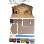 Artlantis Boyanabilir Güneş Enerjili Ev Yapım Seti 1 Paket Güneş Paneli Mantar LED Lamba Mdf Ev Maketi Akrilikboya Resim Fırçası Deney Proje - Renkli - Standart