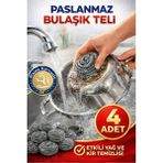Artlantis Bulaşık Teli Ovma Teli 4 Adet Pratik Ekonomik Toptel Sürtme Teli Lavabo Mutfak Banyo Temizlik Teli Sert Yüzey Için - Gümüş - Gri - Standart