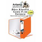 Artlantis Büro Klasörü Turuncu Geniş 1 Adet Plastik Geniş Turuncu Klasör Halkalı Paslanmaz Çelik Klipsli 1 Adet