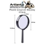 Artlantis Büyüteç 60 mm 1 Adet 5x Plastik Sap Çerçeveli Büyüteç Merçek Okul Büro Ofis