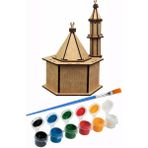 Artlantis Cami Boyama Seti Ahşap 1 Paket Mdf Cami Maketi Akrilik Boya ve Resim Fırçası - Renkli - Standart