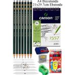 Artlantis Canson A4 Eskiz Defteri 1557 40 Yaprak Fatih Dereceli Kalem 12 Renk Kuru Boya Sketch Karakalem 6 Lı Gölgelendirme Hamur - Standart - Çok Renkli