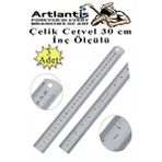 Artlantis Çelik Cetvel 30 Cm İnç Ölçülü 3 Adet Paslanmaz Çelik Metal Çetvel 30 Santimetre Düz Kenar Kolay Çizimler İçin Çok Renkli
