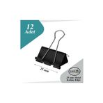 Artlantis Çelik Kıskaç Klips 25 Mm 12 Adet 1 Paket Metal Mandal Binder Clips Kıska 60 Sayfa Kapasiteli Çok Ama