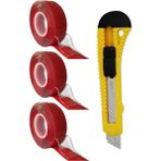 Artlantis Çift Taraflı Bant Silikonlu Süper Güçlü Çivisiz Montaj Bandı ve Maket Bıçağı 1 Paket 18MM x 2 Metre Extra Yüksek Mukavemetli - Şeffaf - Standart