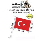 Artlantis Çıtalı Bayrak Kağıt 21x29 cm 50 Adet Ay Yıldızlı Türk Bayrağı Çıtalı Sopalı Büyük Bayrak Plastik Çub