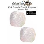 Artlantis Çok Amaçlı Plastik Kopmaz Uçurtma İpi Çamaşır İpi 2 Adet Renkli 100 Metre Naylon İp Çırpı İpi Çizim