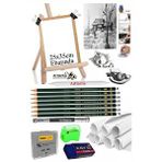 Artlantis Dereceli Kurşun Kalem Seti 25x35 Duralit Masaüstü Drawing Şövale Set Resim Kağıdı Kalem Uzatma Gölgelendirme Dağıtıcı Çok Renkli