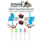 Artlantis Dinamo Deney Seti 1 Paket Rüzgar Enerjisinden Elektrik Üretme Deney Seti Dinamo Led Ampul Açma Kapam