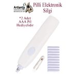 Artlantis Elektronik Silgi Pilli 1 Paket Otomatik Elektrikli Taşınabilir Kalem Silgi Kara Kalem Eskiz Çizim Gr