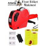 Artlantis Etiket Makinesi Kırmızı 1 Adet Sarı 10 Rulo Sekiz Haneli Lira Dolar Euro Dayanıklı - Standart