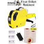 Artlantis Etiket Makinesi Sarı 1 Adet Beyaz 10 Rulo Sekiz Haneli Makinası Lira Dolar Euro Dayanıklı - Standart
