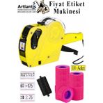 Artlantis Etiket Makinesi Sarı 1 Adet Pembe Etiketi 10 Rulo Sekiz Haneli Makinası Lira Dolar Euro Dayanıklı - Standart