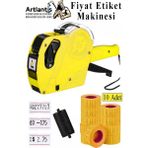 Artlantis Etiket Makinesi Sarı 1 Adet Turuncu Etiketli 10 Rulo Sekiz Haneli Makinası Lira Dolar Euro Dayanıklı - Standart