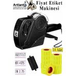 Artlantis Etiket Makinesi Siyah 1 Adet Sarı Etiketi 10 Rulo Sekiz Haneli Etiketi Makinası Lira Dolar Euro Dayanıklı - Standart