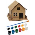 Artlantis Ev Boyama Seti Ahşap Çitli 1 Paket Mdf Ev Maketi Çitli Akrilik Boya ve Resim Fırçası - Renkli - Standart