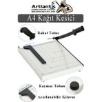 Artlantis Giyotin Kağıt Kesme Makinesi A4 Metal Kollu Tablalı A5-A4 Ayarlanabilir Sürgülü Paslanmaz Kaliteli - Standart - Beyaz