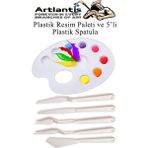 Artlantis Godeli Plastik Resim Paleti ve 5 Li Plastik Spatula 1 Paket Ressam Paketi Sanatsal Esnek Plastik Palet Bıçağı - Standart - Beyaz