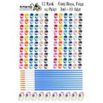 Artlantis Guaj Boya 3 Ml 12 Renk Resim Fırçası Ve Paleti 10 Paket Mini Küçük Guaj Boya Etkinlik Boyama Boyası Su Bazlı Resim Okul Çok Renkli