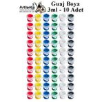 Artlantis Guaj Boya 3 Ml 6 Renk 10 Paket Mini Küçük Guaj Boya Etkinlik Boyama Boyası Su Bazlı Resim Okul Öncesi Kreş Ana Sınıfı Çok Renkli