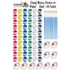 Artlantis Guaj Boya 3 Ml 6 Renk Resim Fırçası Ve Paleti 10 Paket Mini Küçük Guaj Boya Etkinlik Boyama Boyası Su Bazlı Resim Okul Çok Renkli