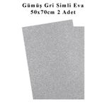 Artlantis Gümüş Gri Silver Simli Eva 50x70 cm 2 Adet Simli Eva Süngeri Okul Kreş Anasınıfı Elişi Etkinlikleri