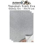 Artlantis Gümüş Gri Yapışkanlı Simli Eva 50x70 Cm 3 Adet Simli Yapışkanlı Eva Süngeri Okul Kreş Anasınıfı Elişi Etkinlikleri Hobi