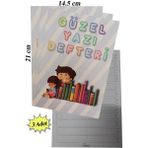 Artlantis Güzel Yazı Defteri Küçük Boy 14,5X21 cm 24 Yaprak 3 Adet Klavuzlu Standart Çizgili Yazı Defteri Dik Temel Harflerle 1. Sınıf - Karışık-Çok Renkli - 14,5x21cm