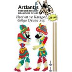 Artlantis Hacivat ve Karagöz Gölge Oyun Seti 26 cm Renkli Sert Karton Materyal ile Eğlenceli Oyun