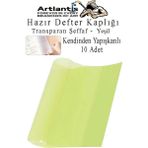 Artlantis Hazır Kitap Kaplığı Şeffaf Buzlu Yeşil 10 Adet 1 Paket Cırtlı Ayarlanabilir Kendinde Yapışkanlı Kaplık Okul Sınıf - Standart