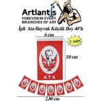 Artlantis Ipli Ata Bayrak Küçük Boy 40'lı 6X10CM 3 Paket Atalı Bayrak Kağıt Ipli Sıralı Ayyıldız Bayrak Sınıf Süsü Okul Bayram - 6x10 cm - Kırmızı - Beyaz - 40 lı