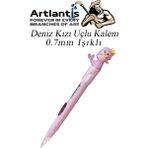Artlantis Işıklı Deniz Kızı Uçlu Kalem 0.7 1 Adet Denizkızı Başlıklı Versatil Kalem Süslü Silikonlu Hediyelik Kalem (Mor)