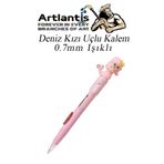 Artlantis Işıklı Deniz Kızı Uçlu Kalem 0.7 1 Adet Denizkızı Başlıklı Versatil Kalem Süslü Silikonlu Hediyelik Kalem (Pembe)