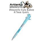 Artlantis Işıklı Dinazor Uçlu Kalem 0.7 1 Adet Dinazor Başlıklı Versatil Kalem Süslü Silikonlu Hediyelik Kalem (Mavi)