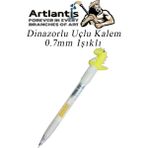 Artlantis Işıklı Dinazor Uçlu Kalem 0.7 1 Adet Dinazor Başlıklı Versatil Kalem Süslü Silikonlu Hediyelik Kalem (Sarı)