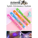 Artlantis Işıklı Görünmez Kalem 4 Adet Sihirli Kalem Işıklı Uv Mavi Işıklı Kalem LY-1517 Keçe Uçlu - Çok Renkli - Standart