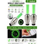 Artlantis Işıklı Sibop Kapağı 2 Li 1 Paket Fotosel Haraket Sensörlü LED Işık Bisiklet Araba Motor Tekerlek Lastik - Yeşil