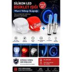 Artlantis Işıklı Sibop Kapağı Mavi 2 Li ve Bisiklet Işığı LED Kırmızı Beyaz 2 Li Fotosel Haraket Sensörlü Bisiklet Motor Araba - Standart
