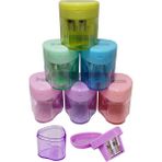 Artlantis Kalemtıraş Çift Bıçaklı Hazneli 6 Renk 1 Paket MK-4014 Pastel Renkler Iki Bıçaklı Jumbo Kalemtraş Kalem Açaçagı Plastik - Çok Renkli - Standart