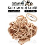 Artlantis Kalın Ambalaj Lastiği 50 gr 25 Li 1 Paket %100 Kauçuk 64X6MM Geniş Büyük Paket Lastik Kasa Poşet Taşıma Lastiği - Kahverengi