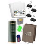 Artlantis Karakalem Eskiz Çizim Seti Duralit Seti 25x35 cm 1 Paket Resim Kağıdı Dereceli Kalem Seti Hamur Silgi Sınav Silgisi