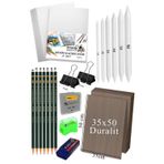 Artlantis Karakalem Eskiz Çizim Seti Durolit Seti 35x50 cm 1 Paket Pastel Dağıtıcı Kalem Resim Kağıdı Dereceli Kalem Seti Hamur Si