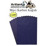 Artlantis Karbon Kağıdı A4 5 Adet 21x29,7 cm Renkli Karbon Kağıdı Kopya Kağıdı Transfer Kağıdı (Mavi)