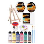 Artlantis Kare Yuvarlak Ve Altıgen Tuval 30 Cm 6 Renk 140 Ml Akrilik Boya Şövale 1 Paket 30x30 Cm Arkadan Zımbalı Astarlı Resim