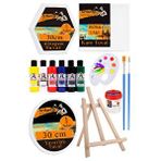 Artlantis Kare Yuvarlak Ve Altıgen Tuval 30 Cm 6 Renk Akrilik Boya Şövale 1 Paket 30x30 Cm Arkadan Zımbalı Astarlı Resim Tuvali