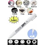 Artlantis Keçeli Beyaz Kalem 1 Adet Kalıcı Marker Kalem Yağ Bazlı Cam Metal Seramik Ahşap Lastik Plastik Taş Yüzey - 2.4mm - Standart
